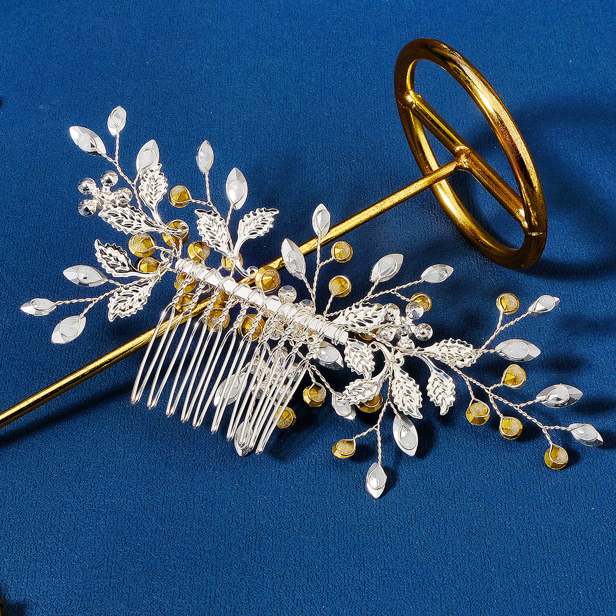 Miallo High Quality Handmade Metal Leaf side Hair comb &nbsp;Crystal pearl Headpieces Bridal Wedding hair Accessories HS-J6203