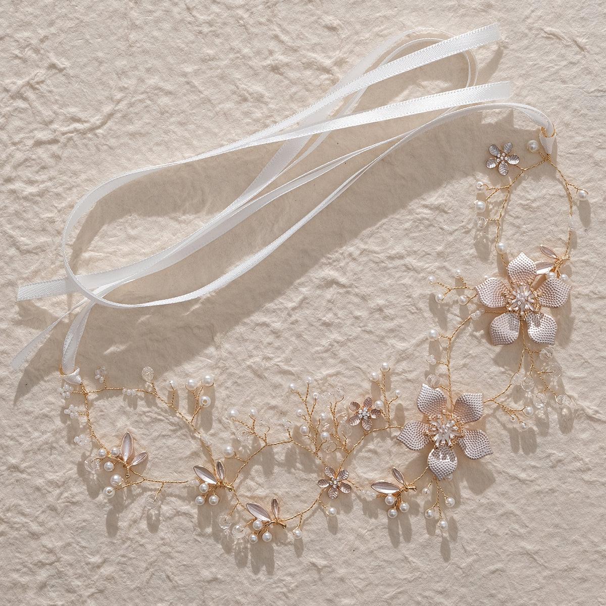 Miallo Gold Flowers Handmade Headpieces Wedding Hair Jewelry Princess Crown Hair Vine Headband for Women HS-J5009