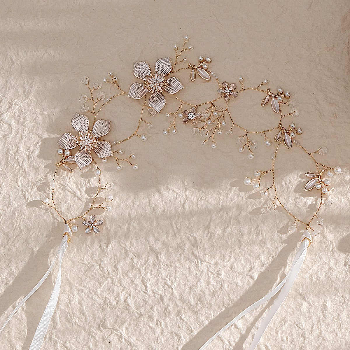 Miallo Gold Flowers Handmade Headpieces Wedding Hair Jewelry Princess Crown Hair Vine Headband for Women HS-J5009