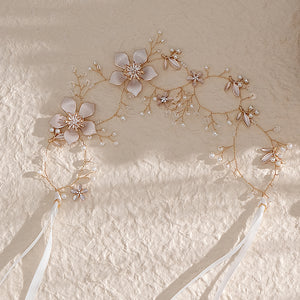 Miallo Gold Flowers Handmade Headpieces Wedding Hair Jewelry Princess Crown Hair Vine Headband for Women HS-J5009