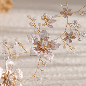 Miallo Gold Flowers Handmade Headpieces Wedding Hair Jewelry Princess Crown Hair Vine Headband for Women HS-J5009