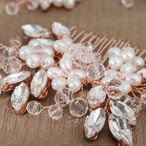 Miallo Exquisite Crystal Rhinestones Flower Leaf Pearl Hair Comb Hair Pins 3pcs/set Women Jewelry HS-J6971