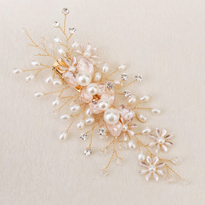 Miallo Exquisite Flower Shap Handmade Fashion Pearl Hair Clip Bridal Wedding Rhinestone Headpiece Jewelry For Women HS-J6147