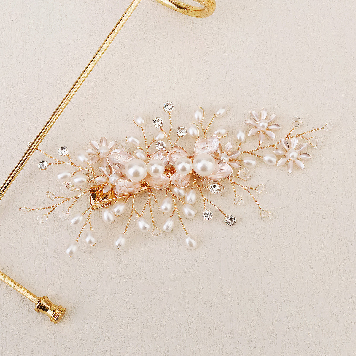 Miallo Exquisite Flower Shap Handmade Fashion Pearl Hair Clip Bridal Wedding Rhinestone Headpiece Jewelry For Women HS-J6147