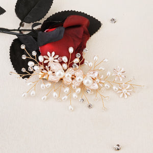 Miallo Exquisite Flower Shap Handmade Fashion Pearl Hair Clip Bridal Wedding Rhinestone Headpiece Jewelry For Women HS-J6147