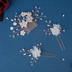 Load image into Gallery viewer, Miallo Rhinestone crystal Wedding Hair Comb Handmade Vintage U Shaped Hairpins Resin Flower Wedding Pearl Jewelry Sets(3 pcs/set) HS-J6424
