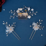 Load image into Gallery viewer, Miallo Rhinestone crystal Wedding Hair Comb Handmade Vintage U Shaped Hairpins Resin Flower Wedding Pearl Jewelry Sets(3 pcs/set) HS-J6424

