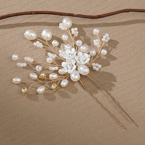 Miallo New Bride Wedding Hair Pin Simple pearl flower Rhinestone Hair Accessories for Women and Girls HS-J4498