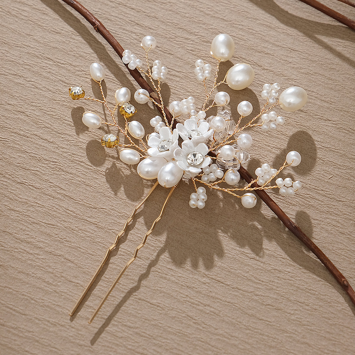 Miallo New Bride Wedding Hair Pin Simple pearl flower Rhinestone Hair Accessories for Women and Girls HS-J4498