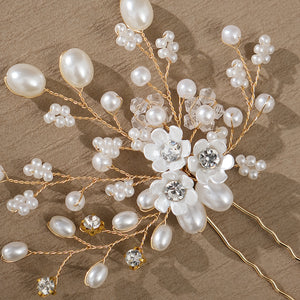 Miallo New Bride Wedding Hair Pin Simple pearl flower Rhinestone Hair Accessories for Women and Girls HS-J4498