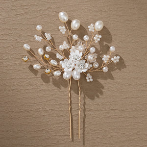 Miallo New Bride Wedding Hair Pin Simple pearl flower Rhinestone Hair Accessories for Women and Girls HS-J4498