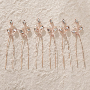 Miallo Simple Fashion Rhinestone Hairpins (6 pcs/pack) Bride Wedding Hairpiece Shiny Handmade Crystal Hair Accessories HS-J6313