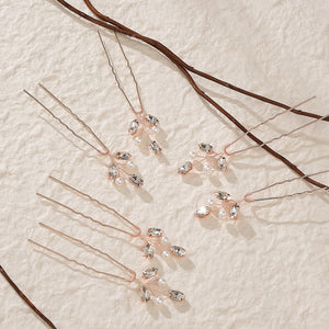 Miallo Simple Fashion Rhinestone Hairpins (6 pcs/pack) Bride Wedding Hairpiece Shiny Handmade Crystal Hair Accessories HS-J6313