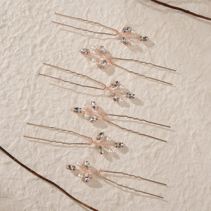 Miallo Simple Fashion Rhinestone Hairpins (6 pcs/pack) Bride Wedding Hairpiece Shiny Handmade Crystal Hair Accessories HS-J6313