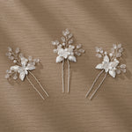 Load image into Gallery viewer, Miallo Silver Alloy Floral Hair Pins(3pcs/pack) Handmade Rhinestone Hair accessories HS-J6847S
