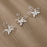 Load image into Gallery viewer, Miallo Silver Alloy Floral Hair Pins(3pcs/pack) Handmade Rhinestone Hair accessories HS-J6847S
