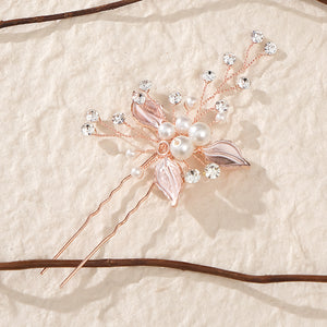 Miallo Exquisite Simple alloy leaf and Crystal Hair Pins(3 pcs/pak) Bridal Wedding Pearl daily Shiny lady Hair Accessories HS-J2656