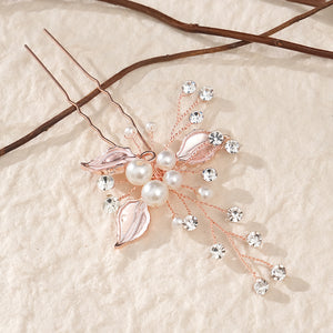 Miallo Exquisite Simple alloy leaf and Crystal Hair Pins(3 pcs/pak) Bridal Wedding Pearl daily Shiny lady Hair Accessories HS-J2656