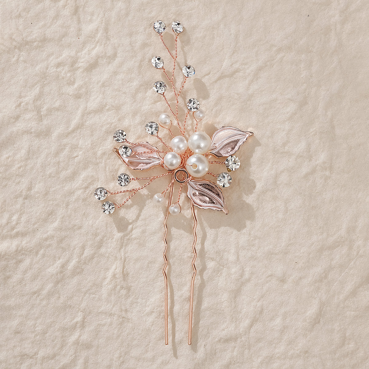 Miallo Exquisite Simple alloy leaf and Crystal Hair Pins(3 pcs/pak) Bridal Wedding Pearl daily Shiny lady Hair Accessories HS-J2656