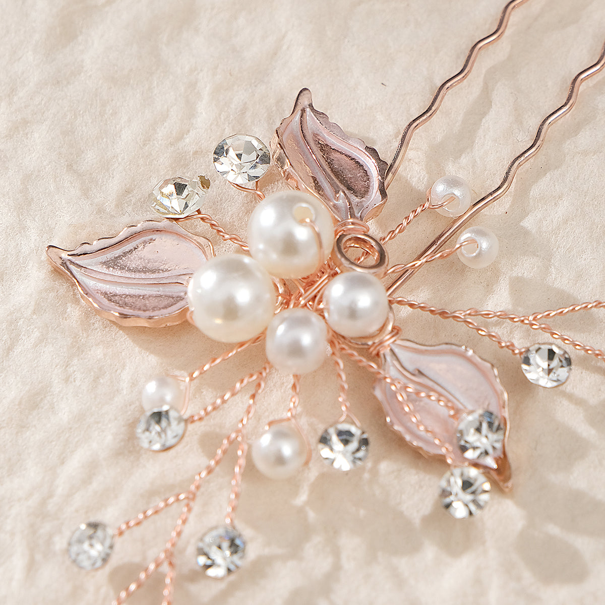 Miallo Exquisite Simple alloy leaf and Crystal Hair Pins(3 pcs/pak) Bridal Wedding Pearl daily Shiny lady Hair Accessories HS-J2656