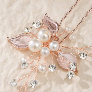 Miallo Exquisite Simple alloy leaf and Crystal Hair Pins(3 pcs/pak) Bridal Wedding Pearl daily Shiny lady Hair Accessories HS-J2656