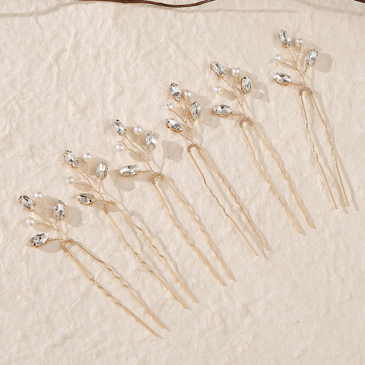 Miallo Simple Fashion Rhinestone Hairpins (6 pcs/pack) Bride Wedding Hairpiece Shiny Handmade Crystal Hair Accessories HS-J6313