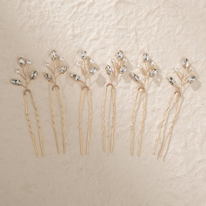 Miallo Simple Fashion Rhinestone Hairpins (6 pcs/pack) Bride Wedding Hairpiece Shiny Handmade Crystal Hair Accessories HS-J6313