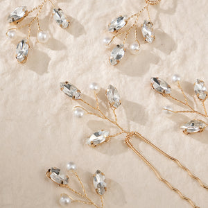 Miallo Simple Fashion Rhinestone Hairpins (6 pcs/pack) Bride Wedding Hairpiece Shiny Handmade Crystal Hair Accessories HS-J6313