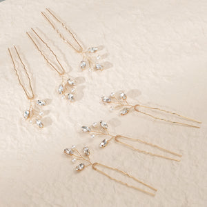 Miallo Simple Fashion Rhinestone Hairpins (6 pcs/pack) Bride Wedding Hairpiece Shiny Handmade Crystal Hair Accessories HS-J6313
