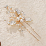 Load image into Gallery viewer, Miallo Exquisite Simple alloy leaf and Crystal Hair Pins(3 pcs/pak) Bridal Wedding Pearl daily Shiny lady Hair Accessories HS-J2656
