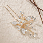 Load image into Gallery viewer, Miallo Exquisite Simple alloy leaf and Crystal Hair Pins(3 pcs/pak) Bridal Wedding Pearl daily Shiny lady Hair Accessories HS-J2656
