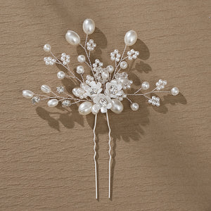 Miallo New Bride Wedding Hair Pin Simple pearl flower Rhinestone Hair Accessories for Women and Girls HS-J4498