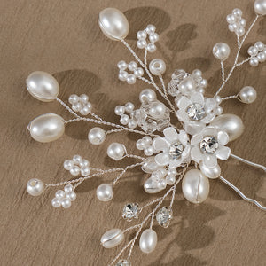 Miallo New Bride Wedding Hair Pin Simple pearl flower Rhinestone Hair Accessories for Women and Girls HS-J4498