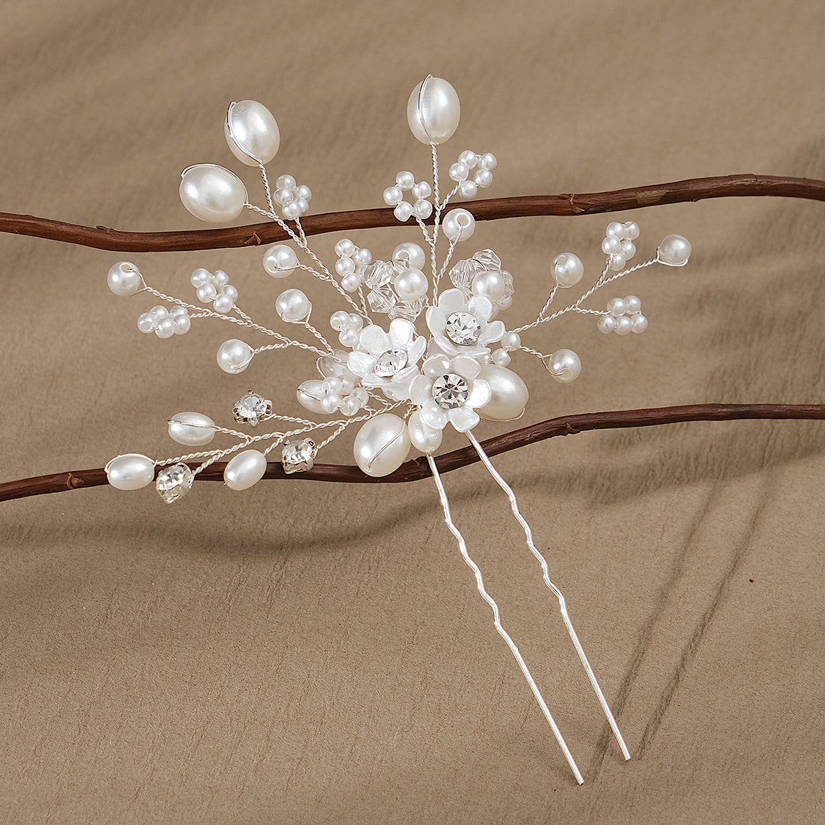 Miallo New Bride Wedding Hair Pin Simple pearl flower Rhinestone Hair Accessories for Women and Girls HS-J4498