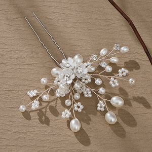 Miallo New Bride Wedding Hair Pin Simple pearl flower Rhinestone Hair Accessories for Women and Girls HS-J4498