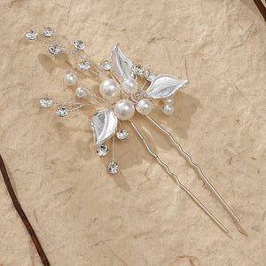 Miallo Exquisite Simple alloy leaf and Crystal Hair Pins(3 pcs/pak) Bridal Wedding Pearl daily Shiny lady Hair Accessories HS-J2656