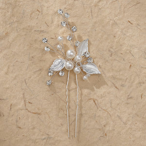 Miallo Exquisite Simple alloy leaf and Crystal Hair Pins(3 pcs/pak) Bridal Wedding Pearl daily Shiny lady Hair Accessories HS-J2656
