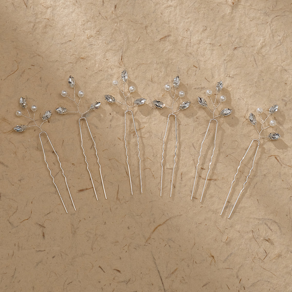 Miallo Simple Fashion Rhinestone Hairpins (6 pcs/pack) Bride Wedding Hairpiece Shiny Handmade Crystal Hair Accessories HS-J6313