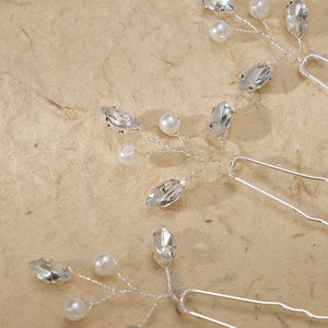 Miallo Simple Fashion Rhinestone Hairpins (6 pcs/pack) Bride Wedding Hairpiece Shiny Handmade Crystal Hair Accessories HS-J6313