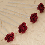 Load image into Gallery viewer, Miallo Red Fabric Rose Flower Hair Pins 12pcs/pack Simple Versatile Hair Accessories HS-J6516RED
