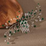Load image into Gallery viewer, Miallo Simple Fashion Hair Comb Green Crystal Bead Hair Accessories HS-J6646
