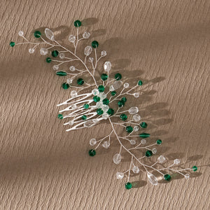 Miallo Simple Fashion Hair Comb Green Crystal Bead Hair Accessories HS-J6646