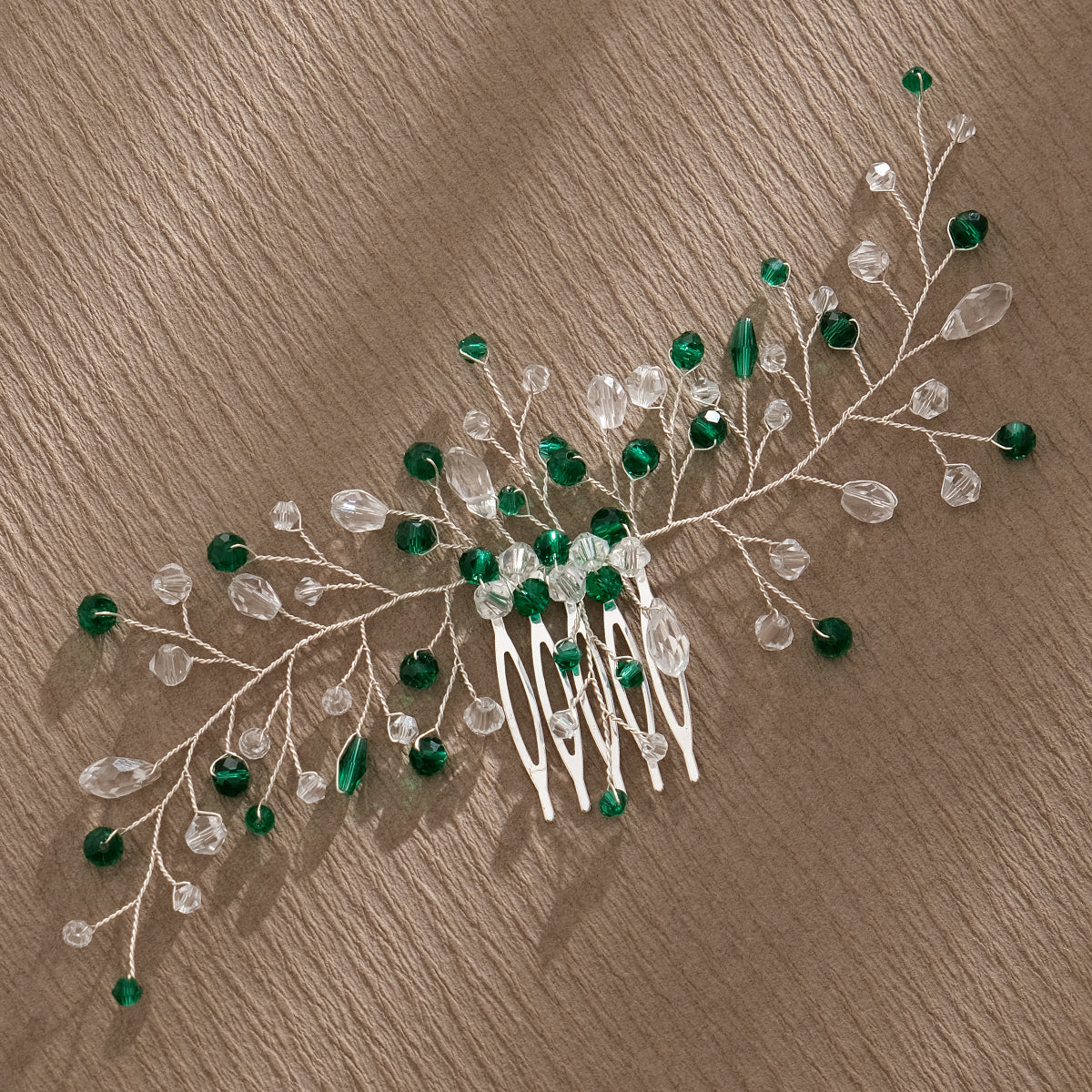 Miallo Simple Fashion Hair Comb Green Crystal Bead Hair Accessories HS-J6646