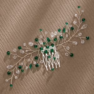 Miallo Simple Fashion Hair Comb Green Crystal Bead Hair Accessories HS-J6646
