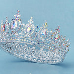 Load image into Gallery viewer, Miallo Silver AB stone Women Crystal Headdress Prom Pageant Full Round Circle Crowns Vintage Baroque Tiara Crowns TS-J3148
