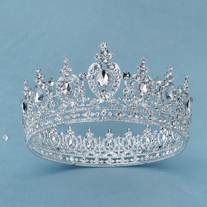 Miallo Silver AB stone Women Crystal Headdress Prom Pageant Full Round Circle Crowns Vintage Baroque Tiara Crowns TS-J3148