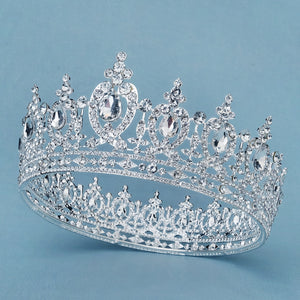 Miallo Silver AB stone Women Crystal Headdress Prom Pageant Full Round Circle Crowns Vintage Baroque Tiara Crowns TS-J3148