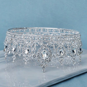 Miallo Silver AB stone Women Crystal Headdress Prom Pageant Full Round Circle Crowns Vintage Baroque Tiara Crowns TS-J3148