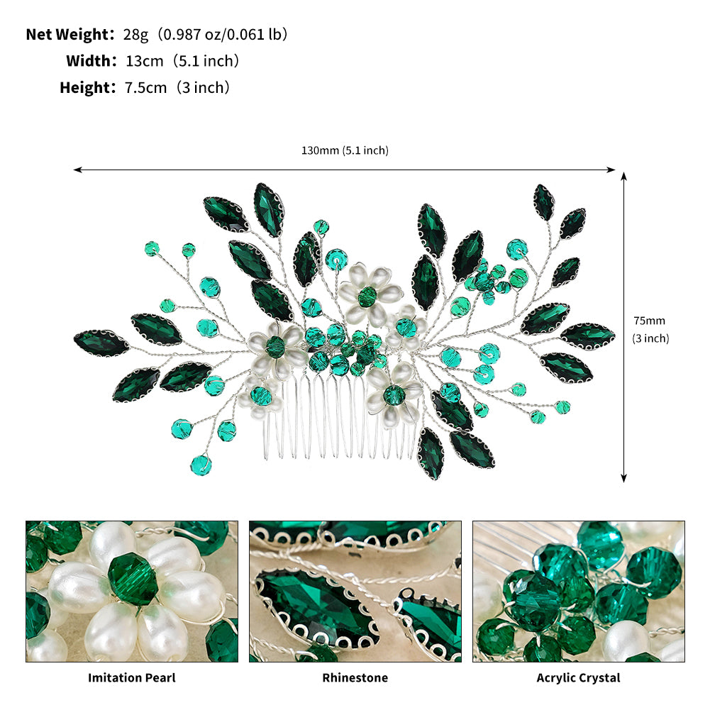 Miallo Exquisite Rhinestone Pearl Hair Comb Fashion Handmade Crystal Hair Accessories HS-J6869