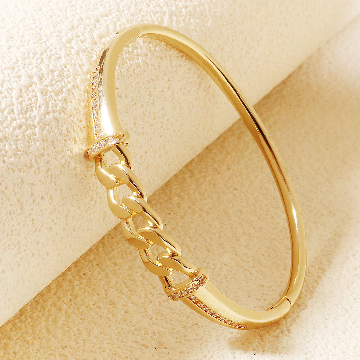 Miallo Simple Inlaid With Cubic Zircon Bangle Chain Pattern Fashion Accessories For Women BS-J5543G